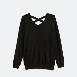Stitch Fix Love Ellie Mia Back Detail Black Sweater (XL)
